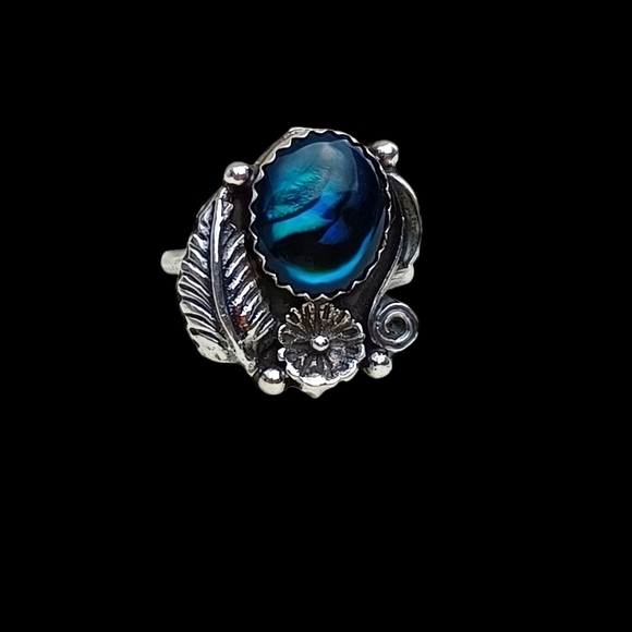 VTG Sterling Silver Labradorite Stone Ring - Picture 5 of 9